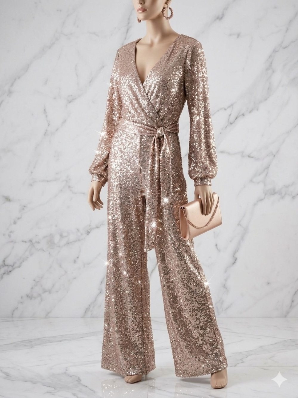 🪩Show Stopper, The Limited Rose Gold Sequin Jumpsuit🪩